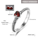 S925 Women's Red CZ Heart Ring Fine Jewelry