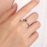 S925 Women's Red CZ Heart Ring Fine Jewelry