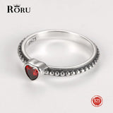 S925 Women's Red CZ Heart Ring Fine Jewelry