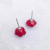Red Coral Rose Earrings 925 Silver Needle Year Gift Cultured
