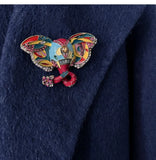 Vintage Cat Head Brooch with Rhinestones Elephant Animal Pin