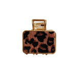 Geometric Metal Clip Square Hair Clip Leopard Print Grid Mini Hair Catch