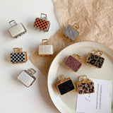 Geometric Metal Clip Square Hair Clip Leopard Print Grid Mini Hair Catch