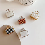 Geometric Metal Clip Square Hair Clip Leopard Print Grid Mini Hair Catch