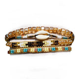 Boho Style Multilayer Bead Bracelet Handwoven Rice Bead Chain Jewelry Gift