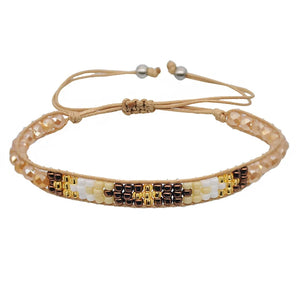 Boho Style Multilayer Bead Bracelet Handwoven Rice Bead Chain Jewelry Gift
