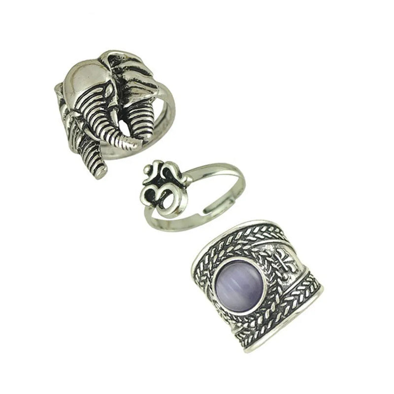 Retro Shell Gemstone Set Ring Female Boho Wedding Ring Girlfrien's