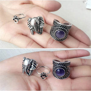 Retro Shell Gemstone Set Ring Female Boho Wedding Ring Girlfrien's