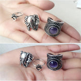 Retro Shell Gemstone Set Ring Female Boho Wedding Ring Girlfrien's
