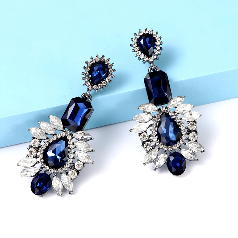 Green Rhinestone Dangle Earrings Xmas Jewelry For Women