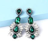 Green Rhinestone Dangle Earrings Xmas Jewelry For Women