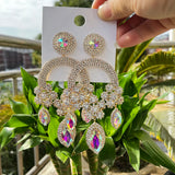 Rhinestone Earrings For Women High Big Earrings Ladies Jewelry Accessories