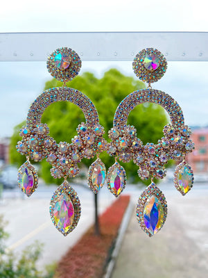Rhinestone Earrings For Women High Big Earrings Ladies Jewelry Accessories