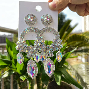 Rhinestone Earrings For Women High Big Earrings Ladies Jewelry Accessories