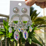 Rhinestone Earrings For Women High Big Earrings Ladies Jewelry Accessories