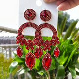 Rhinestone Earrings For Women High Big Earrings Ladies Jewelry Accessories