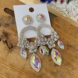 Rhinestone Earrings For Women High Big Earrings Ladies Jewelry Accessories