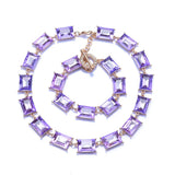 Rhinestone Necklace Tennis Chain Bracelet Set for Women