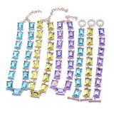 Rhinestone Necklace Tennis Chain Bracelet Set for Women
