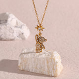 Romantic Stainless Steel Rhinestone Pendant Necklace