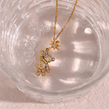 Romantic Stainless Steel Rhinestone Pendant Necklace