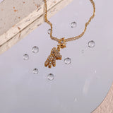 Romantic Stainless Steel Rhinestone Pendant Necklace