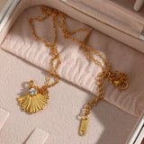 French Ginkgo Biloba Crystal Pendant Necklace Lady Chain Leaf Woman Necklace