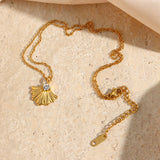 French Ginkgo Biloba Crystal Pendant Necklace Lady Chain Leaf Woman Necklace