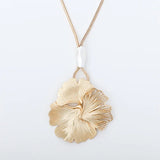 Romantic French Ginkgo Biloba Pendant Necklace For Lady
