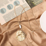 Romantic French Ginkgo Biloba Pendant Necklace For Lady