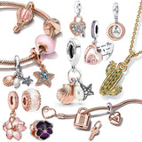 Rose Couple Beads Charms 925 Sterling Silver Fit Charms Bracelet for Women