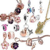 Rose Couple Beads Charms 925 Sterling Silver Fit Charms Bracelet for Women