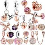 Rose Couple Beads Charms 925 Sterling Silver Fit Charms Bracelet for Women
