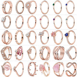 Zircon Round Rings 925 Sterling Silver Women DIY Jewelry