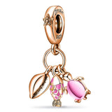 Rose Hot Air Balloon Dangle Charms Beads 925 Sterling Silver