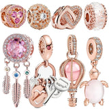 Rose Hot Air Balloon Dangle Charms Beads 925 Sterling Silver