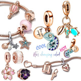 Rose Hot Air Balloon Dangle Charms Beads 925 Sterling Silver