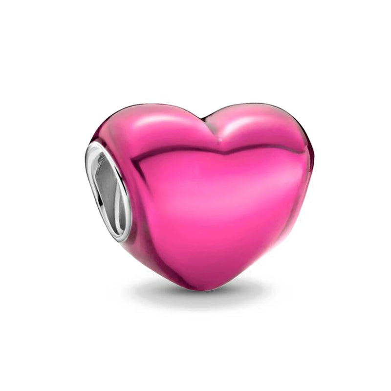 Rose Heart Padlock Charm Pendant Silver 925 Bracelet DIY Women Jewelry