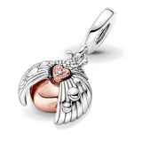 Rose Heart Padlock Charm Pendant Silver 925 Bracelet DIY Women Jewelry
