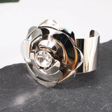 Roses Flowers Metal Cuff Bangle Women Statement Alloy Bangles