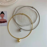Round Ball Pendant Stainless Steel Choker Necklace