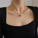 Round Ball Pendant Stainless Steel Choker Necklace