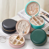 Round Jewelry Box Earrings Ring Organizer Zipper Storage Portable Travel