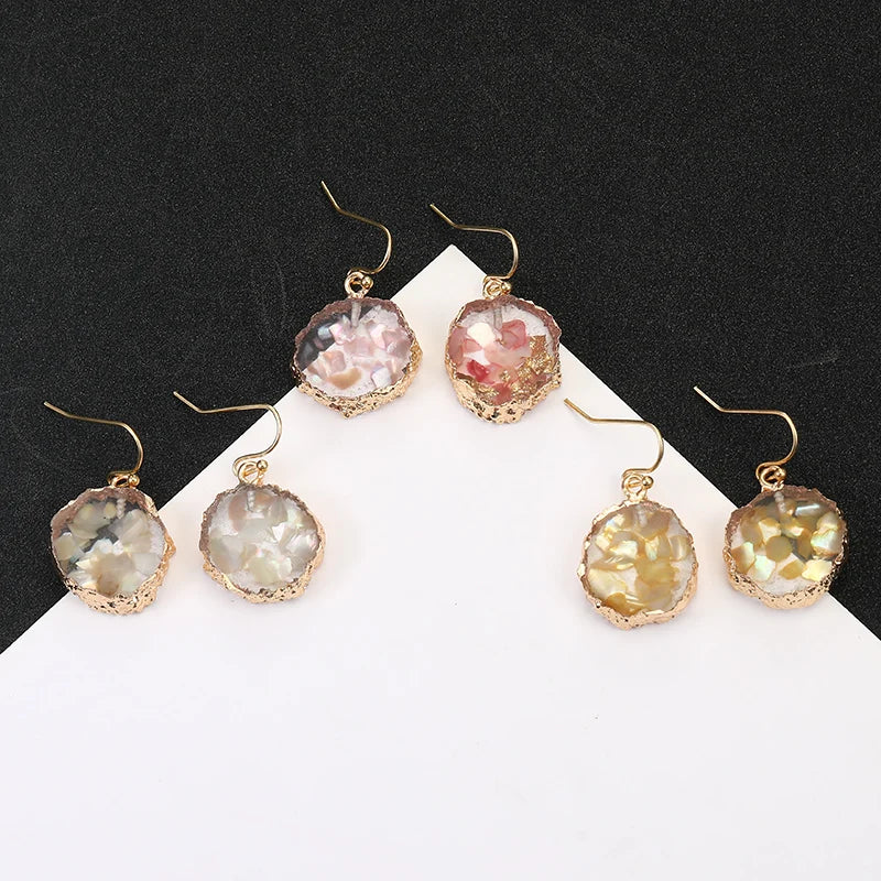 Resin Stone Crystal Earrings for Women Short Drop Boho Jewelry