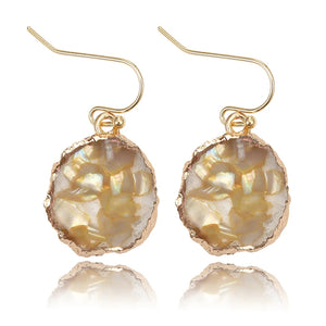 Resin Stone Crystal Earrings for Women Short Drop Boho Jewelry