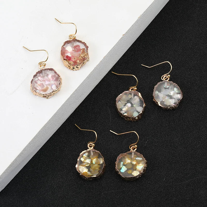 Resin Stone Crystal Earrings for Women Short Drop Boho Jewelry