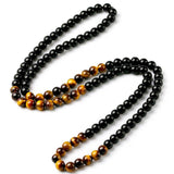 6mm Tiger Eye Stone Beaded Necklace Men Round Stone Party Jewelry
