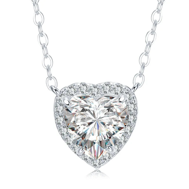 S925 Silver 2-carat Love Necklace Pendant Women