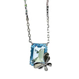 S925 Silver Butterfly Necklace Navy Zircon Collar Chain Pendant