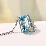 S925 Silver Butterfly Necklace Navy Zircon Collar Chain Pendant